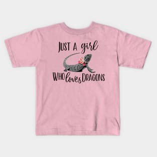 Girl Who Loves Dragons Kids T-Shirt